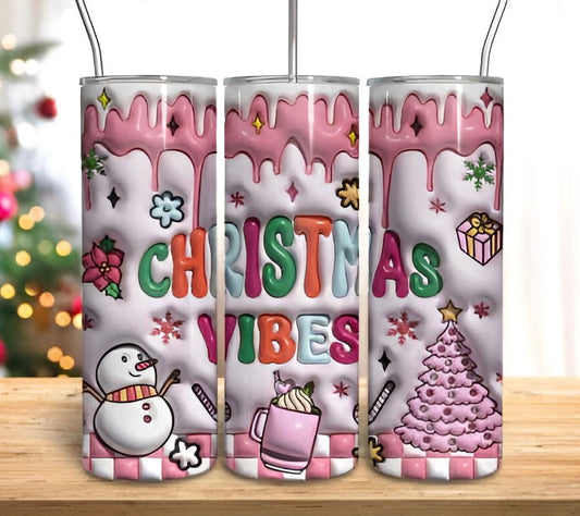 3D Christmas Vibes - 20oz Skinny Stainless-Steel Tumbler